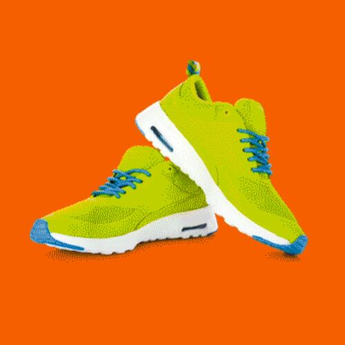 Turnschuhe auf orangem Hintergrund: Sujet von Medbase